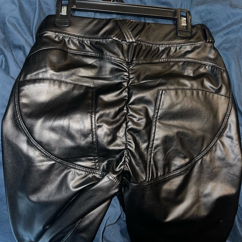 Faux leather black joggers - Picture 3 of 7